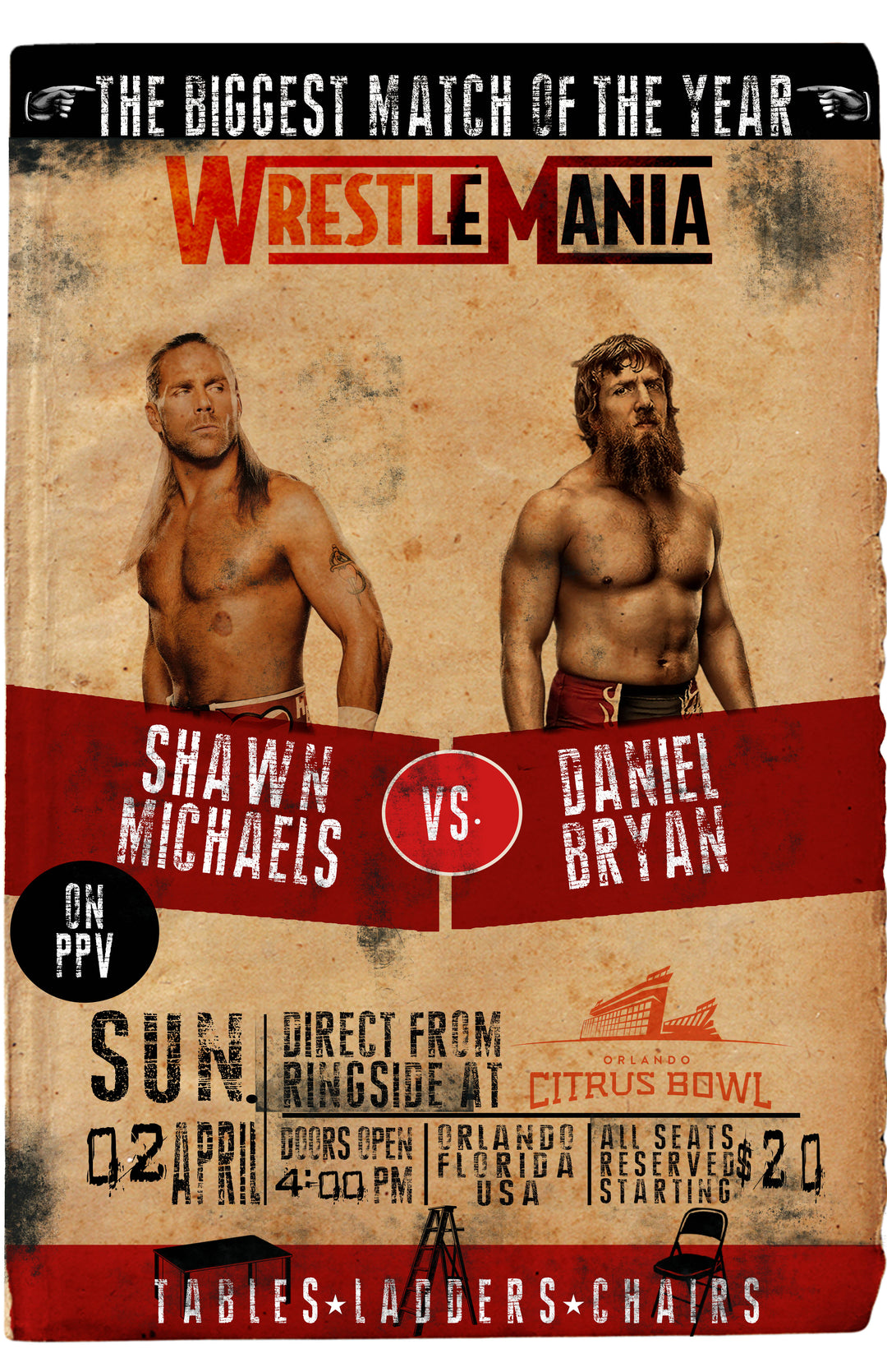 Shawn Michaels Vs Daniel Bryan Fantasy Match Wrestling Poster