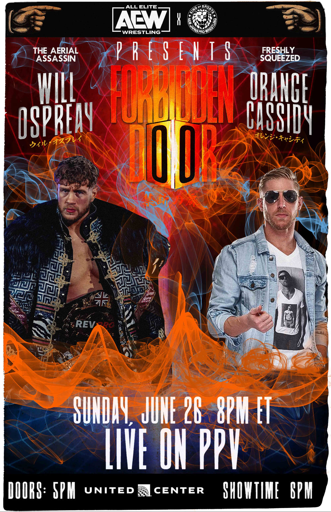 Will Ospreay Vs Orange Cassidy AEW NJP Forbidden Door Wrestling Poster