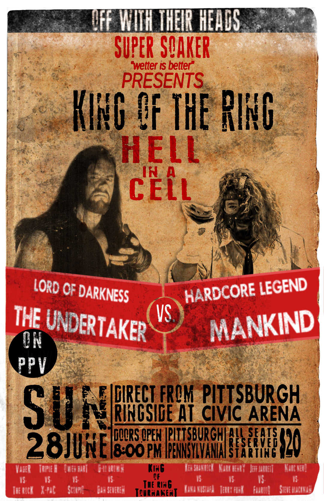 King of the Ring 98 Hell in a Cell Poster Manking Vs The Undertaker