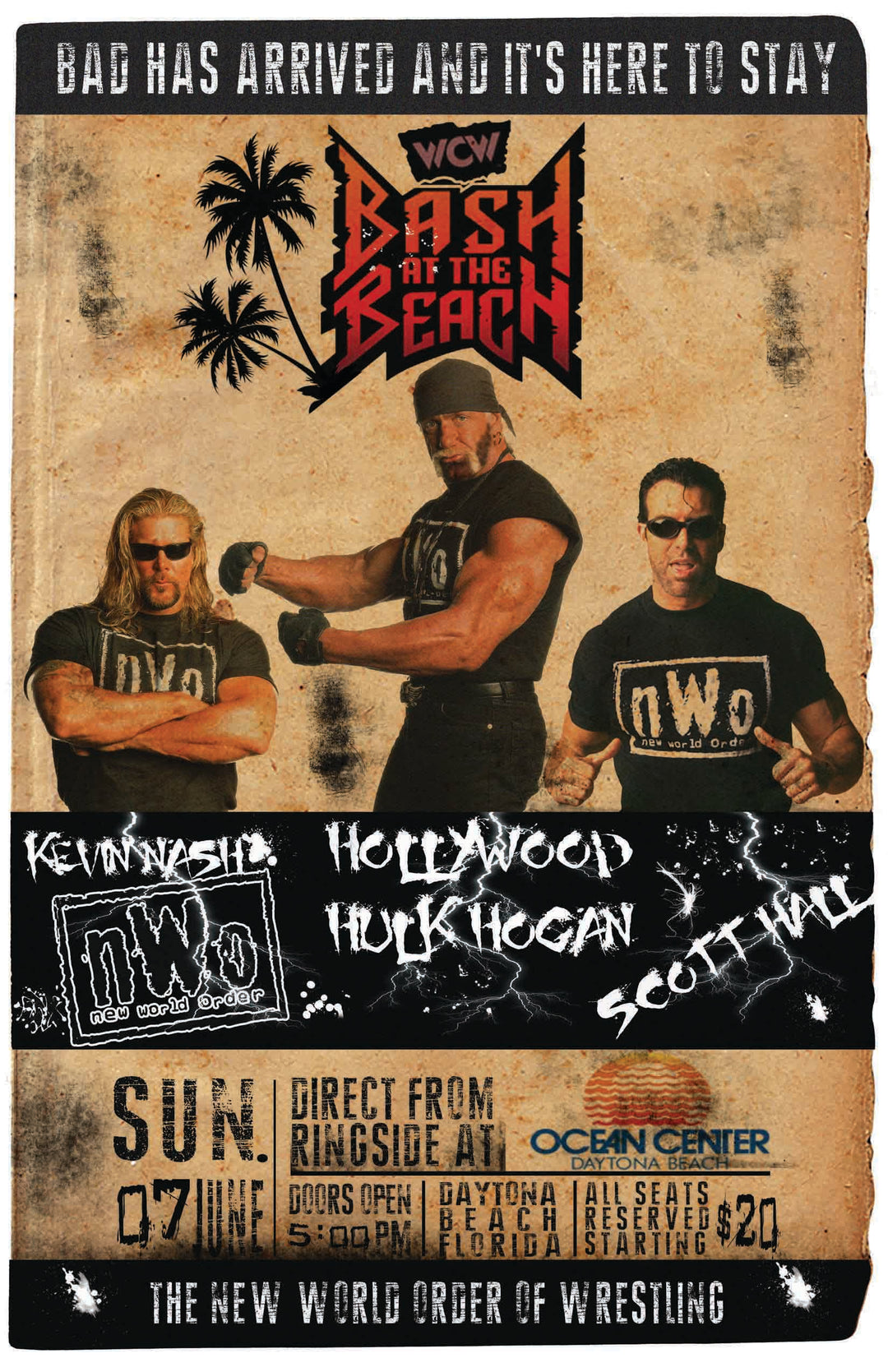 Bash at the Beach 1996 nWo Debut WCW Wrestling Poster