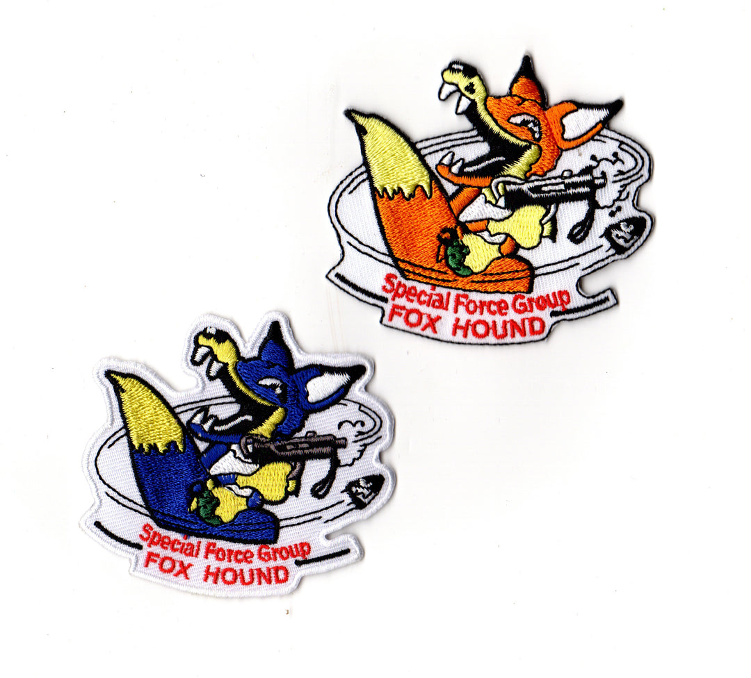 Retro FOXHOUND Blue and Orange Patch Bundle from Metal Gear Solid