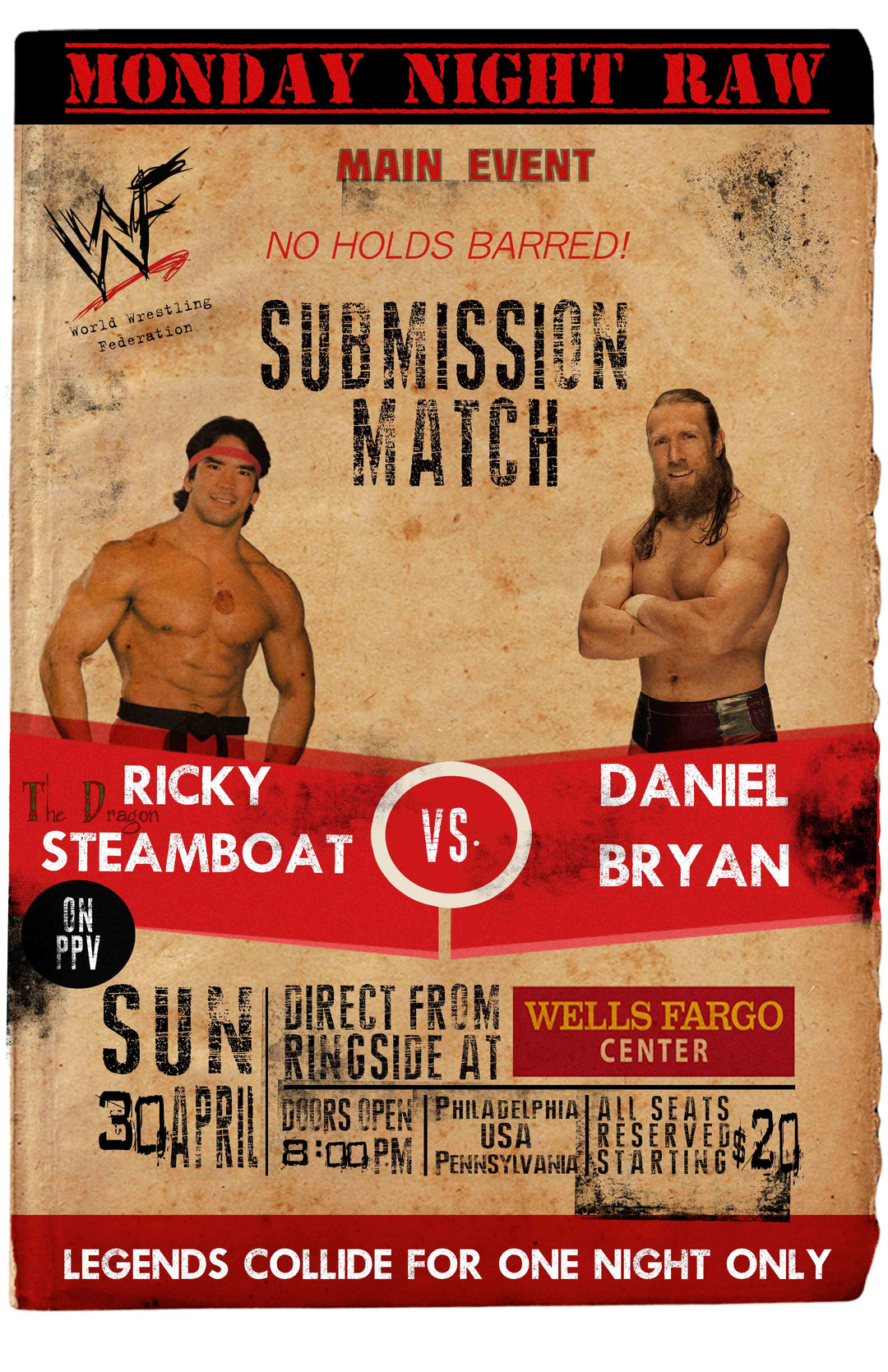 Ricky Steamboat Vs Daniel Bryan Monday Night Raw Poster