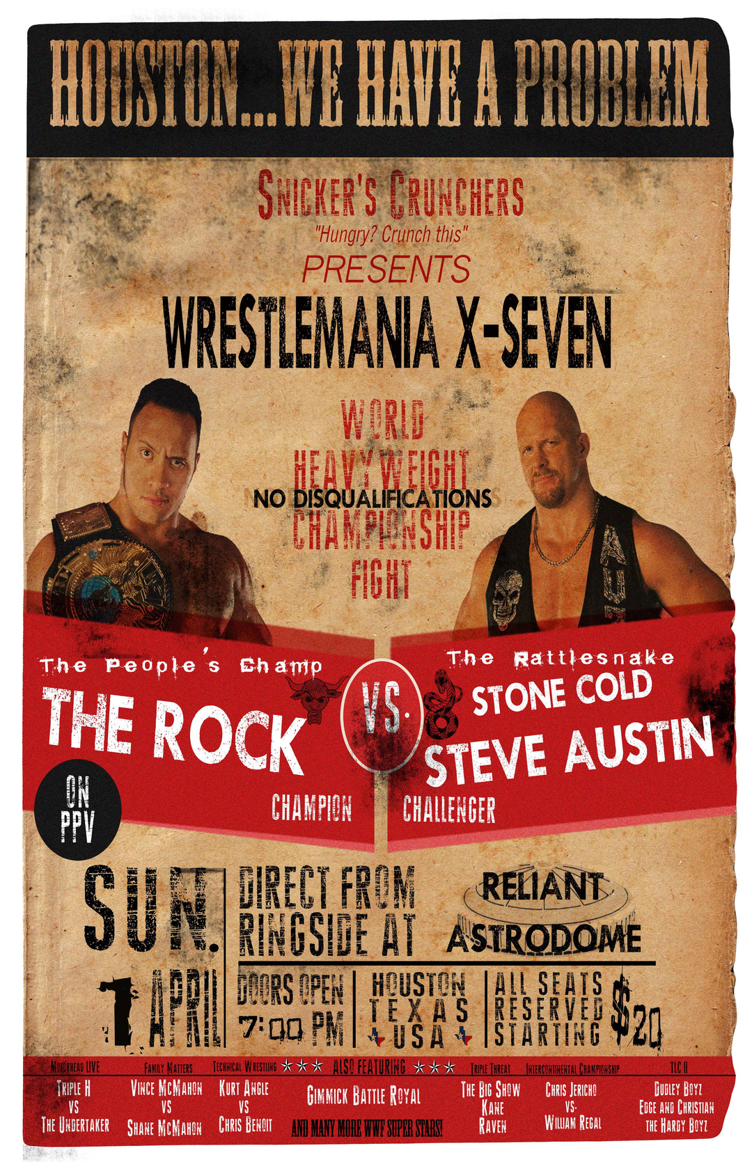 The Rock Vs Stone Cold Steve Austin Wrestlemania 17 Poster