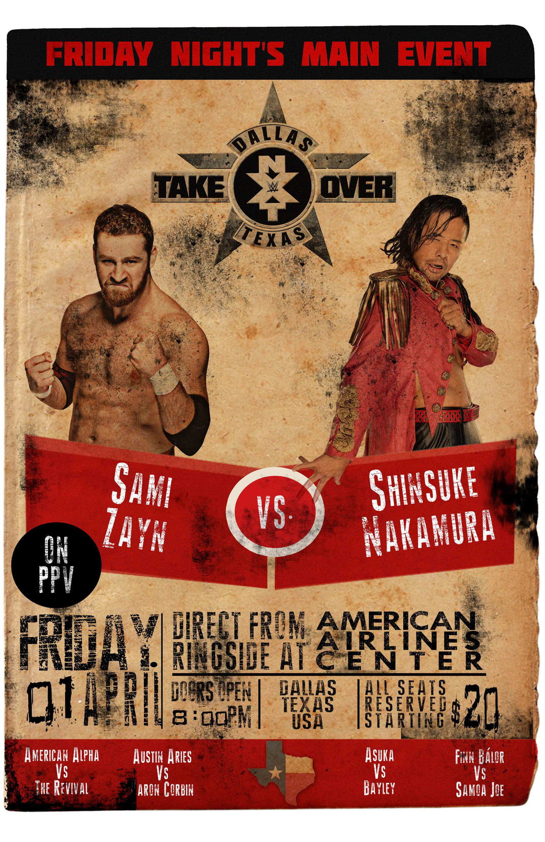 Sami Zayn Vs Shinsuke Nakamura NXT Wrestling Poster