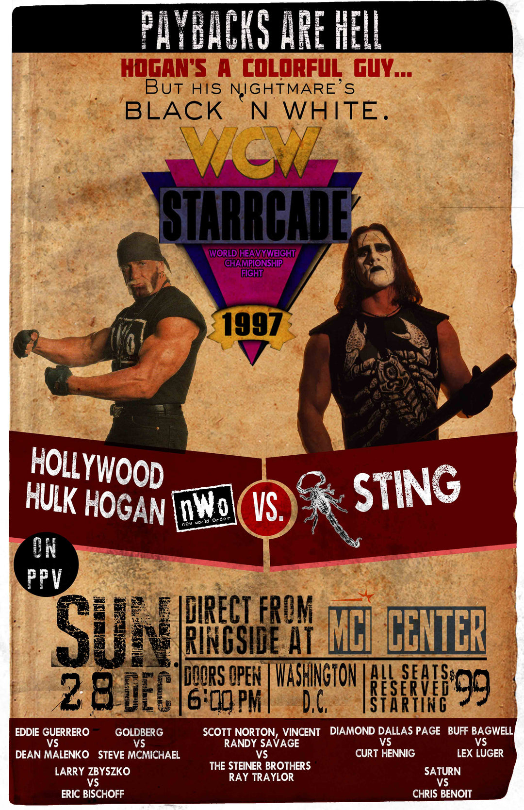 WCW Starcade 1997 Sting Vs Hollywood Hulk Hogan Wrestling Poster