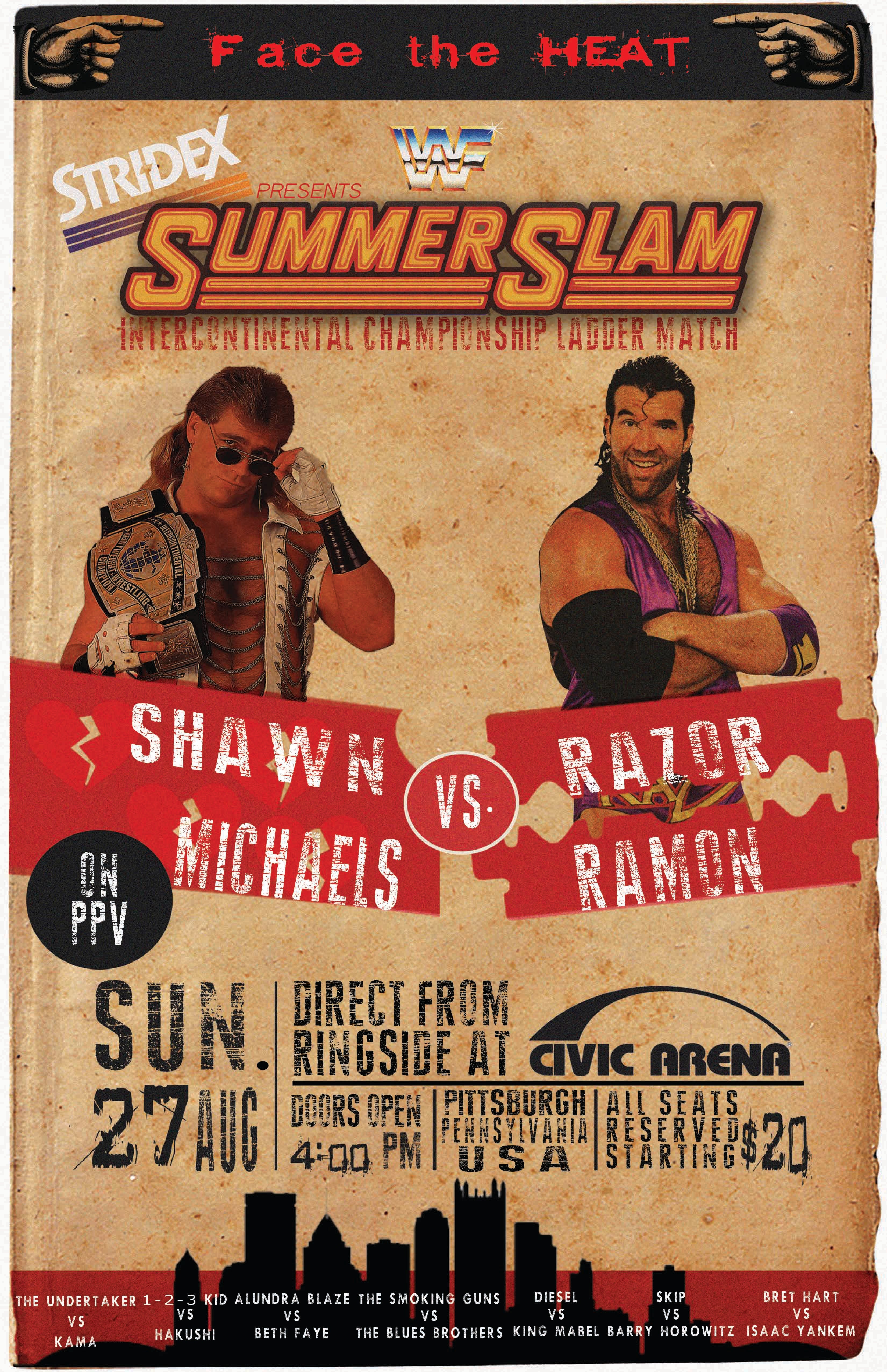 Razor Ramon Ladder Match Shawn Michaels Vs Razor Ramon SummerSlam Ladder Match Wrestling Poster ...