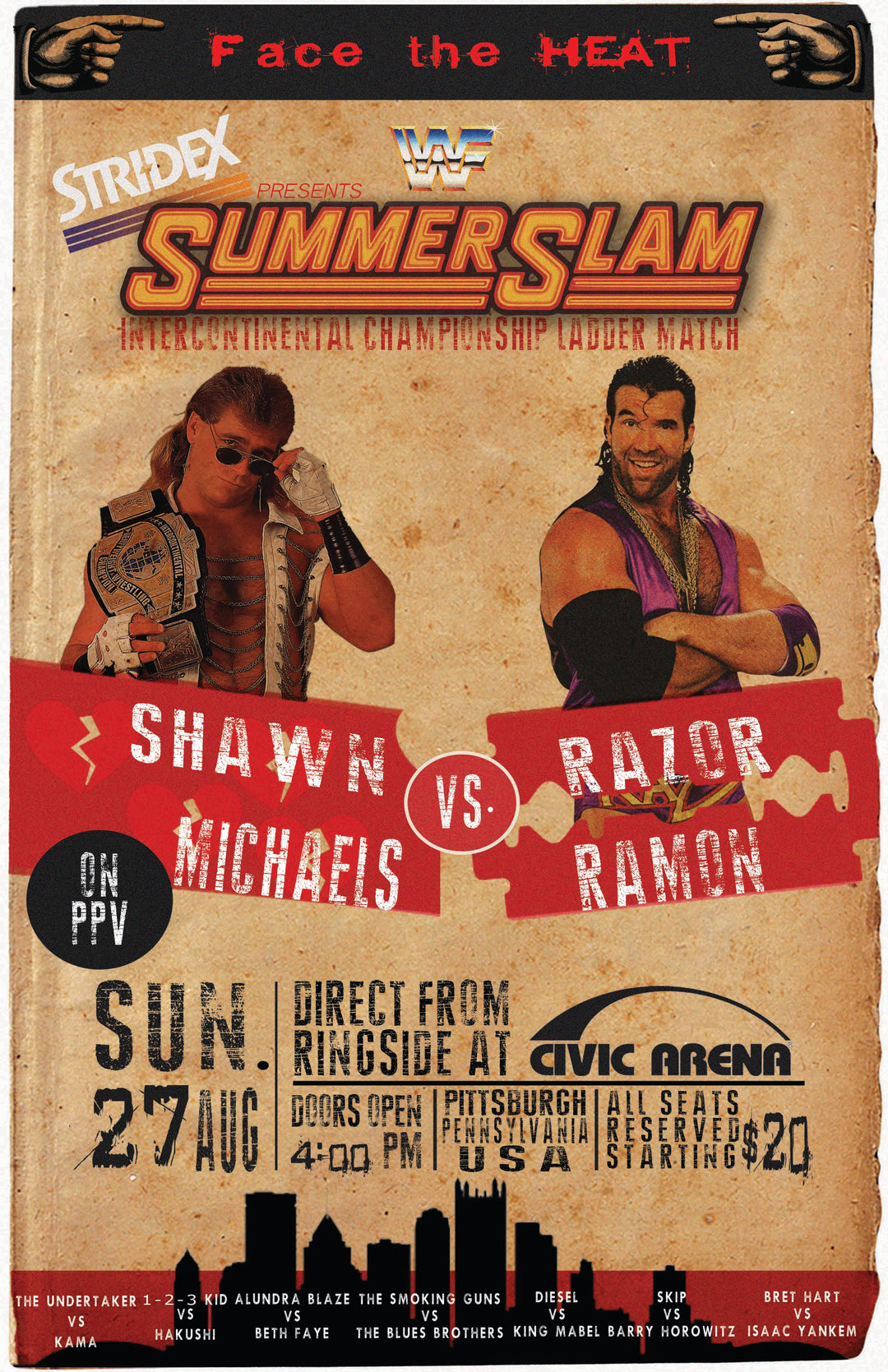 Shawn Michaels Vs Razor Ramon SummerSlam Ladder Match Wrestling Poster shawn-michaels-vs-razor-ramon-summerslam-ladder-match-wrestling-poster