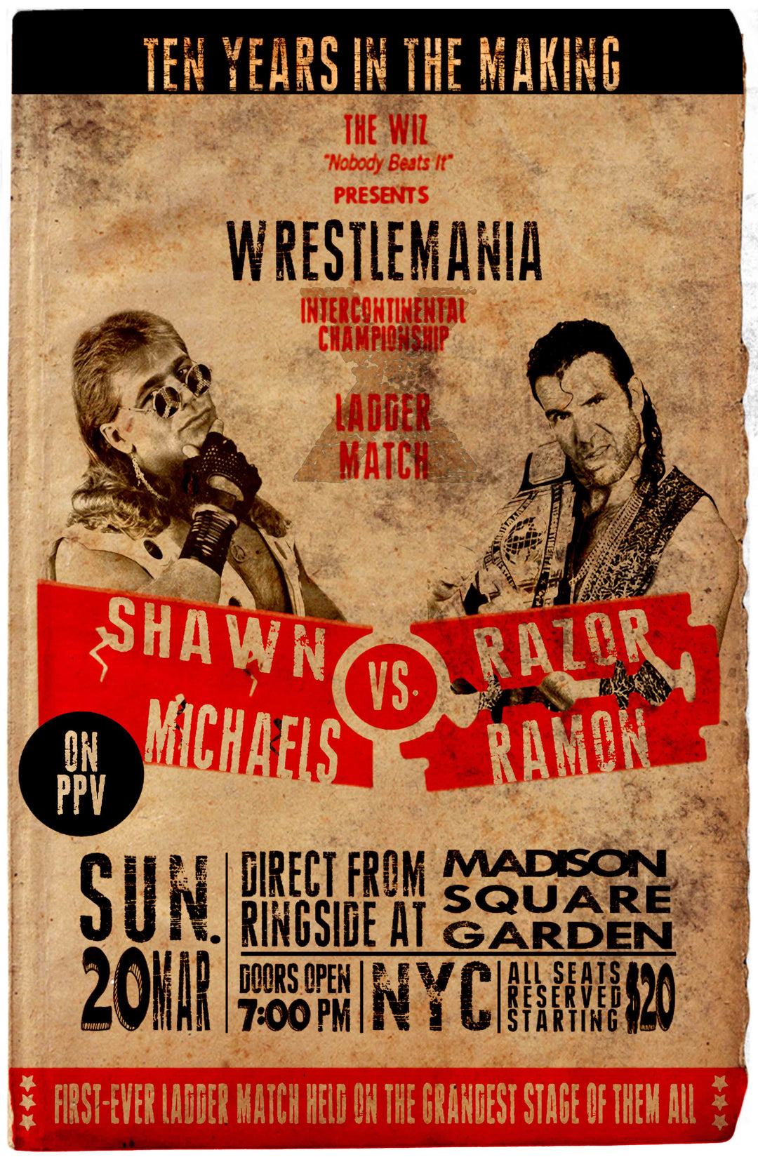 Hbk Vs Razor Ramon Ladder Match Wrestlemania X Ladder Match Poster HBK Vs Razor Ramon – ZanzibarLand