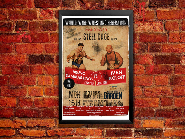 Vintage Wrestling Poster 1975 Steel Cage Match Live from Madison Square Garden from ZanzibarLand